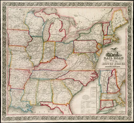 Ensign, Bridgman & Fanning's rail road map of the United States, showing the depots & stations
