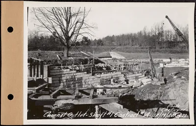 Contract No. 14, East Portion, Wachusett-Coldbrook Tunnel, West Boylston, Holden, Rutland, channel outlet at Shaft 1, West Boylston, Mass., Dec. 19, 1928