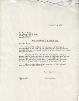Letters Sent to Dr. F.B. Flinn [Dr. Frederick B. Flinn], December 14, 1934