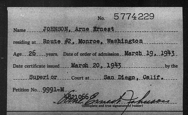 Johnson, Arne Ernest - 1943