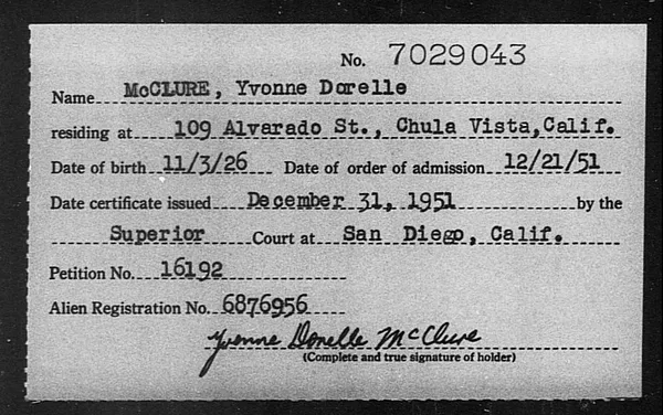 McClure, Yvonne Dorelle - 1951