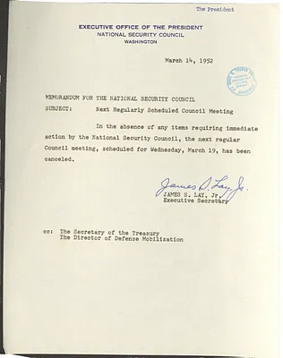 Memorandum from James S. Lay, Jr. to the National Security Council
