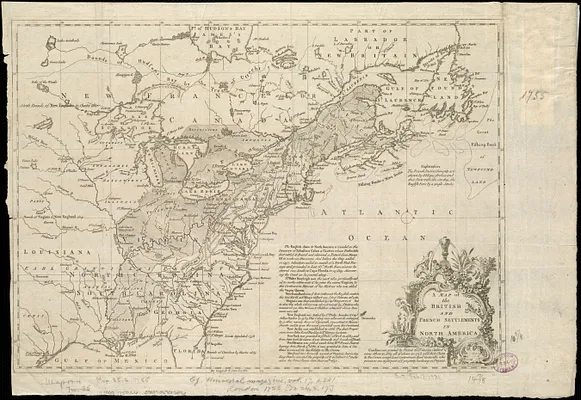 A map of the British and French settlements in North America