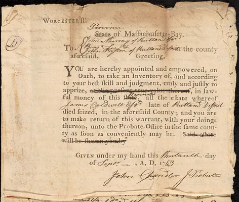 Order to Take Inventory of the Estate of James Caldwell