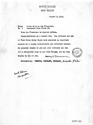 Communications from the Map Room, August 3 - 7, 1945 [2 of 2] [Advanced Map Room Incoming]
