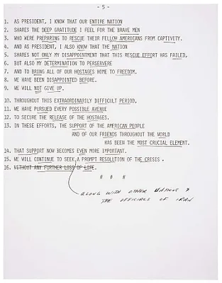 President Jimmy Carter's Annotated Statement on the Failed Rescue Mission Regarding the Hostages in Iran