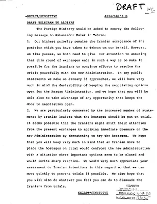 Attachment B: Draft Telegram to Algiers