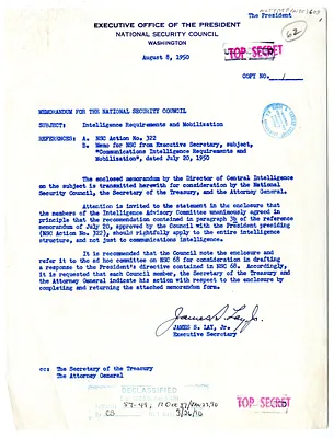 Memorandum from James S. Lay, Jr. to the National Security Council with Attachment