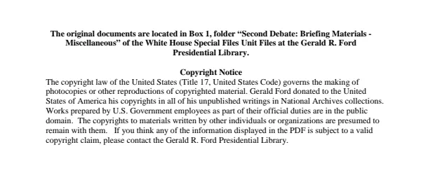 Second Debate: Briefing Materials - Miscellaneous