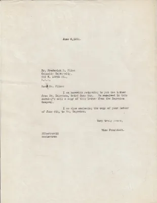 Letters Sent to Dr. Frederick B. Flinn, June 8, 1931