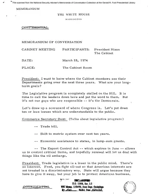 March 28, 1974 - Cabinet Meeting