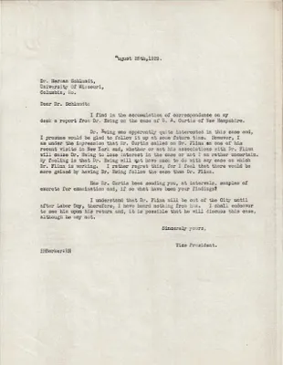 Letters Sent to Dr. Herman Schlundt, August 28, 1929