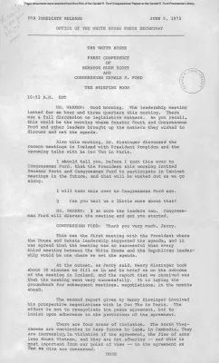 White House Leadership Meeting, 6/05/73 (includes Ford notes)