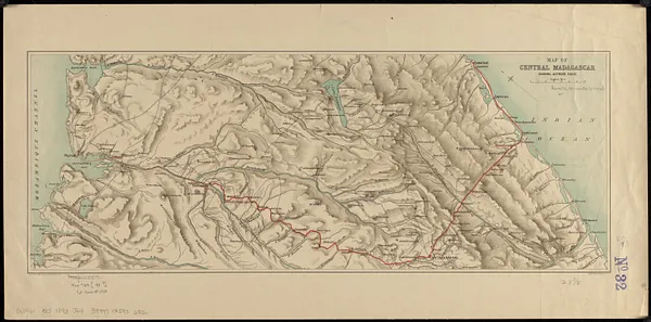 Map of central Madagascar showing author's route