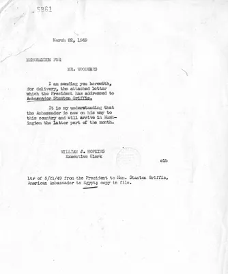 Correspondence between President Harry S. Truman and Ambassador Stanton Griffis with Related Material