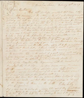 Letter from Peter Libby, Buxton, Me., to William Lloyd Garrison, February 16th, 1839