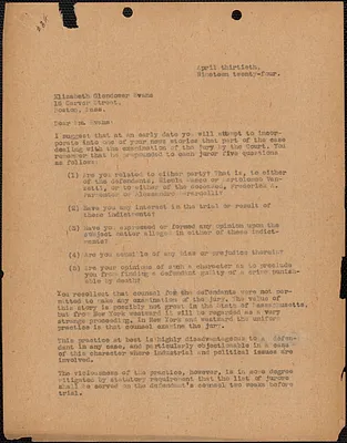 [Fred H. Moore] typed letter (copy) to Elizabeth Glendower Evans, [Boston, Mass.], April 13, 1924