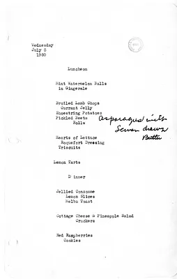 White House Luncheon and Dinner Menu
