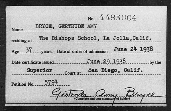 Bryce, Gertrude Amy - 1938