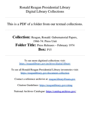 Press Releases - February 1974