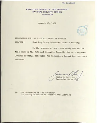 Memorandum from James S. Lay, Jr. to the National Security Council