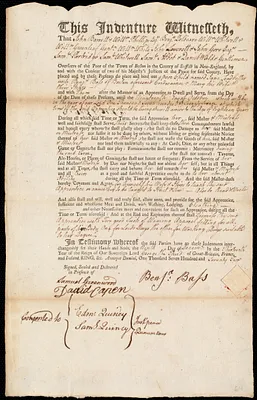 Jane Leadbetter indentured to apprentice with Benjamin Bassett [Bass] of Boston, 9 December 1772