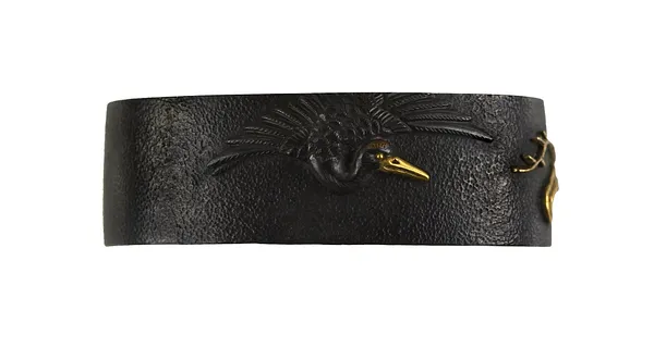 Fuchi with Crane and Reeds