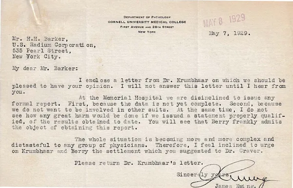 Letters Received to H.H. Barker, May 7, 1929