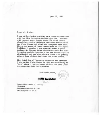 Correspondence Between David Finley and President Harry S. Truman