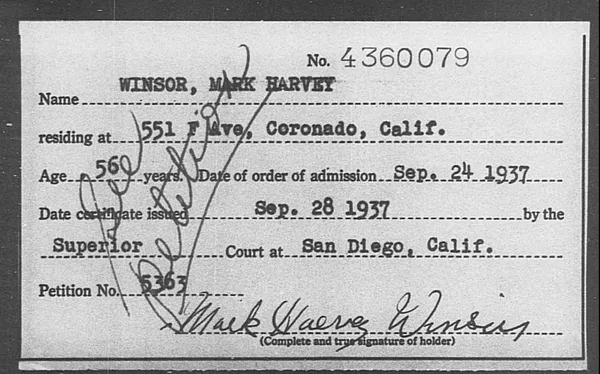 Winsor, Mark Harvey - 1937