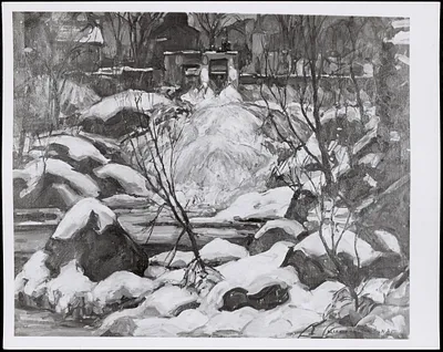 The rapids by W. Lester Stevens, oil on canvas