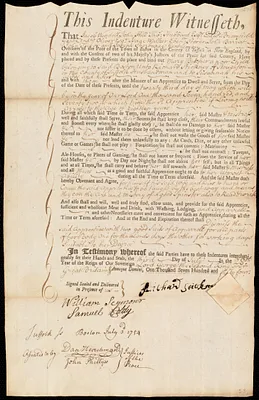 Mary Butcher indentured to apprentice with Richard Stickney of Stoughton, 3 July 1754