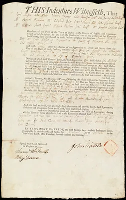 Lavinia Richardson indentured to apprentice with John Watson of Plymouth, 19 September 1794