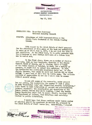 Memorandum from Gordon Dean to the Executive Secretary of the National Security Council