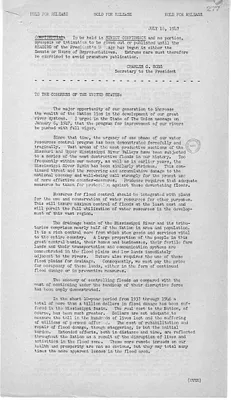Press Release, Message from President Harry S. Truman to the United States Congress