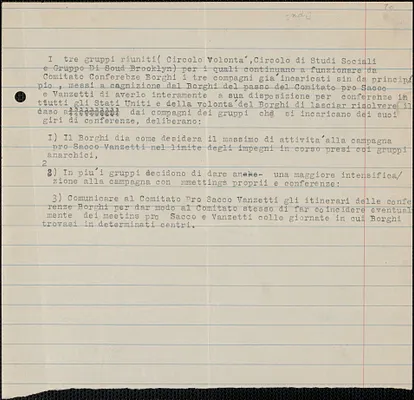 Comitato [Conferenze] Borghi typed document, in Italian, to [Sacco-Vanzetti Defense Committee, 1921-1927]