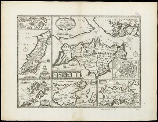 A map of the Isle of Wight Portsea Halinge, also the islands of Iarsey & Garnsey which are part of Hampshire