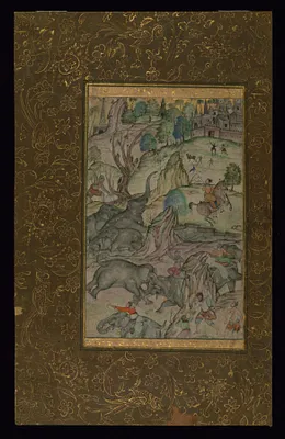 Single Leaf of Elephants on a River Bank