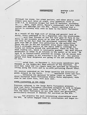 Cable from the American Embassy in Bangkok to the Department of State concerning life in South Vietnam