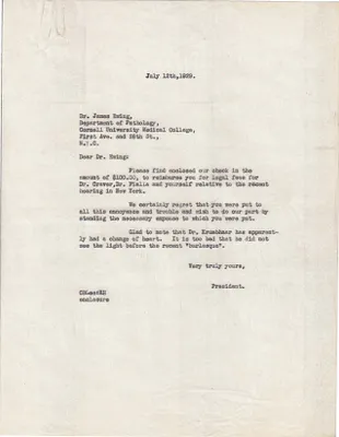 Letters Sent to James Ewing, July 12, 1929