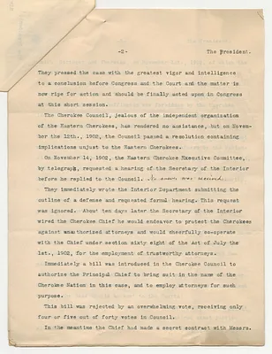Letter from George Cortelyou, Secretary to the President to Secretary of the Interior E. A. Hitchcock