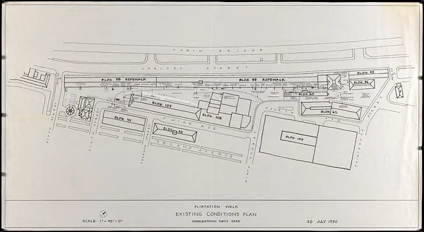 Flirtation walk existing conditions plan Charlestown Navy Yard