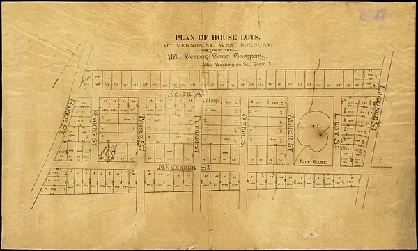 Plan of house lots, Mt. Vernon St., West Roxbury