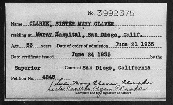 Clarke, Sister Mary Claver - 1935