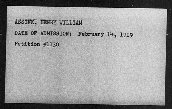 Assink, Henry William - 1919