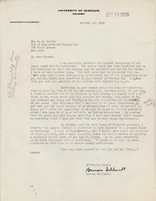 Letters Received to H.H. Barker, October 22, 1928