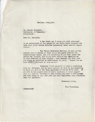 Letters Sent to Dr. Herman Schlundt, November 18, 1931