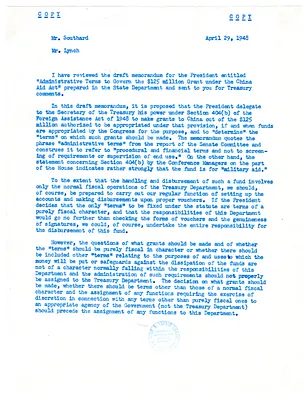 Memorandum to Frank A. Southard, Jr., from Thomas J. Lynch