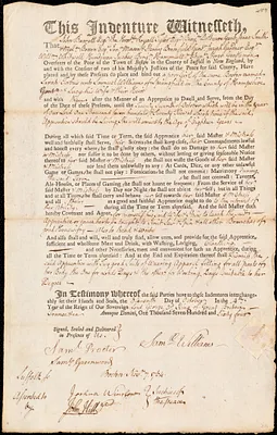 Sarah Forbus indentured to apprentice with Samuel Williams of Springfield, 11 October 1764
