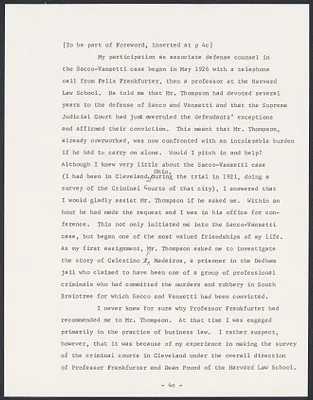 Herbert Brutus Ehrmann Papers, 1906-1970. Sacco-Vanzetti. Extra corrected sheets. Box 7, Folder 6, Harvard Law School Library, Historical & Special Collections